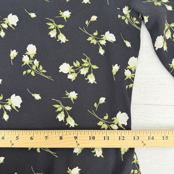 Reformation Floral Print Midi Dress Size 2 Black Floral Long Sleeve Cocktail - Picture 13 of 16